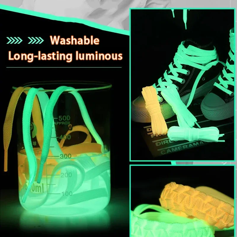 1 пара шнурков Светятся в темноте Ночью, светящаяся спортивная обувь, аксессуары, эластичные шнурки, шнурки для детских кроссовок - 2
