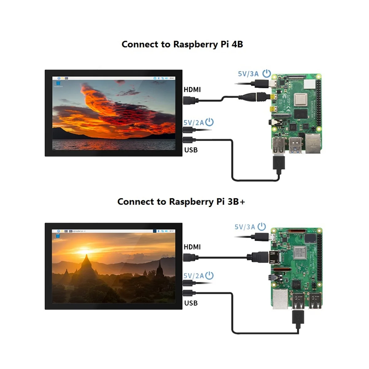 10,1-дюймовый Сенсорный ЖК-дисплей с Металлическим Корпусом для Raspberry Pi 3B +/4B Jetson Nano PC, штепсельная вилка США - 4