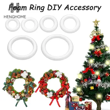 Белое круглое кольцо из пенополистирола для рождественских поделок, венок ручной работы, свадебные праздники, украшение для домашней вечеринки
