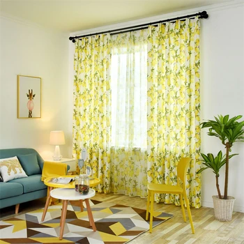Современная Желто-лимонная тюлевая занавеска для гостиной спальни Высококачественные шторы для детей Французское окно Украшение дома Cortinas