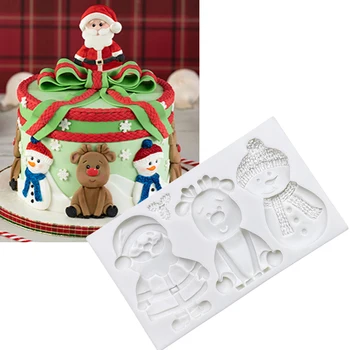Рождественский Санта-Клаус, Олень, Снеговик, силиконовая форма для торта, форма для выпечки кексов, инструменты для украшения помадкой
