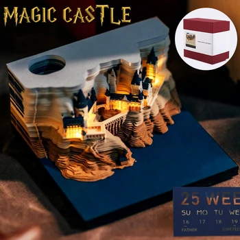 Волшебный Замок 2024 Календарь 3D Блокнот Календарь Креативный Дизайн Заметки Офис Спальня Декор Гостиной Новинка Рождественский Подарок На Новый Год