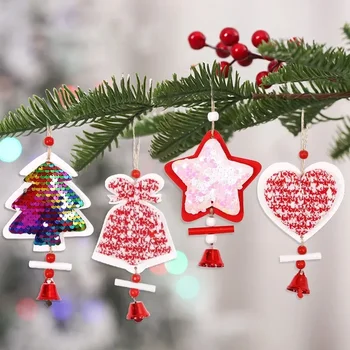 Рождественские принадлежности, подвеска в виде рождественской елки, колокольчики в виде звезды любви, деревянные рождественские подвесные украшения