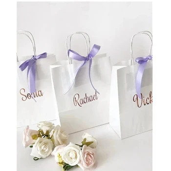 Персонализированные подарочные пакеты для подружки невесты на свадьбе Silver nam, подарочные пакеты для свадебной вечеринки, декор для вечеринки, свадебные подарочные пакеты