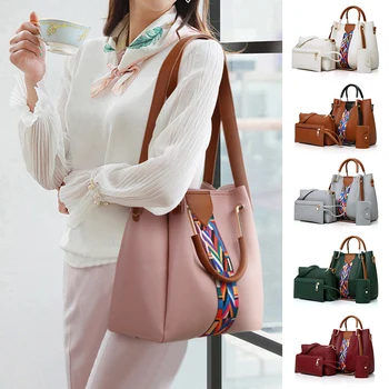 Новая мода, 4 шт./компл., повседневная сумка-тоут, модная сумка через плечо, женская мягкая сумка через плечо из искусственной кожи, сумки-мессенджеры, сумка-мешок