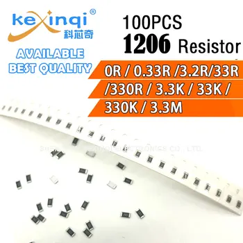 100 шт./лот SMD 1206 Резистор 0,25 Вт 1/4 Вт сопротивление 0R Ом 0,33R 3,3R 33R 330R 3,3K 33K 330K 3,3M