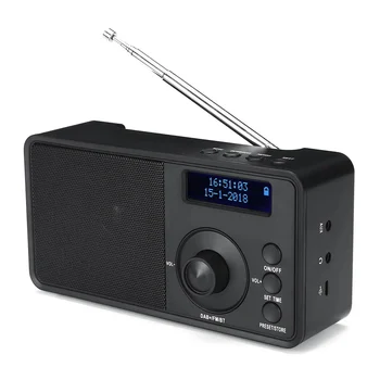 Портативное DAB + Цифровое радио Беспроводной Bluetooth Стереодинамик ЖК-дисплей Поддержка наружной гарнитуры Будильник FM AUX