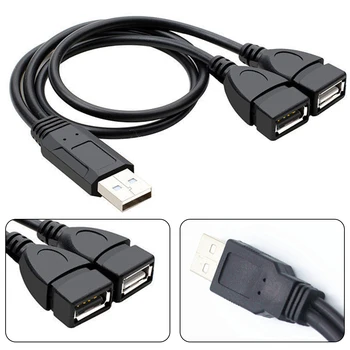 Универсальный Автомобильный USB-Кабель-Разветвитель USB 2.0 A Male To 2 Dual USB Male Y Splitter Hub Шнур Питания Кабель-Адаптер Автозапчасти