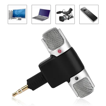 Мини-микрофон с позолоченным разъемом 3,5 мм, стереомикрофон для записи интервью в студии мобильного телефона, микрофон для смартфона-ноутбука