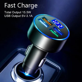 Автомобильное зарядное устройство QC 3.0 4 USB 3.1A PD Быстрая зарядка для iphone Samsung xiaomi Huawei Type C зарядное устройство для телефона