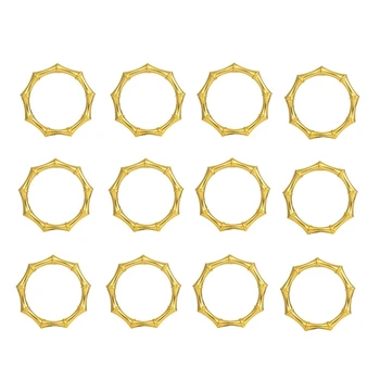 Золотые кольца для салфеток в стиле Bamboo Knuckles из 12 частей, кольцо-держатель для салфеток для украшения стола, свадьбы, вечеринки, дня рождения