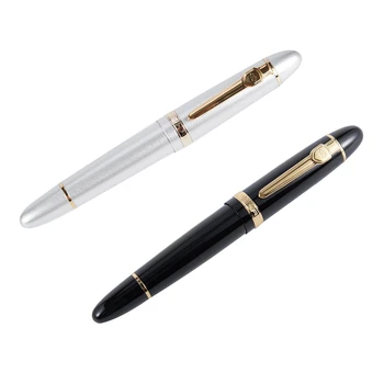 Jinhao 2шт 159 18Kgp Перьевая ручка средней ширины 0,7 мм, бесплатная офисная перьевая ручка в коробке, черная с серебром