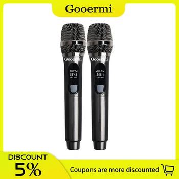 Gooermi H200 Двойной беспроводной ручной микрофон высокого качества с приемником для сценического исполнения караоке-песен