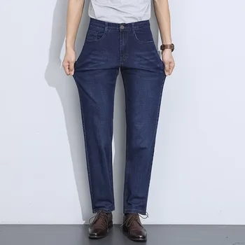 2023 Новые джинсы, мужские летние Тонкие деловые Повседневные длинные брюки, Свободные прямые Модные универсальные мужские брюки