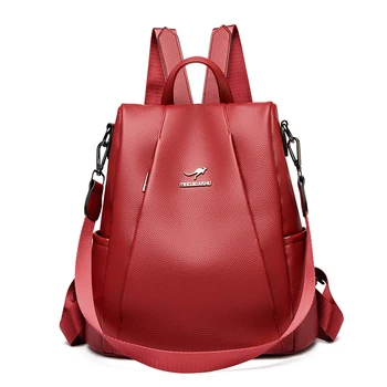 Женская школьная сумка для девочки, рюкзак, женский рюкзак из искусственной кожи, модная сумка через плечо на двойной молнии