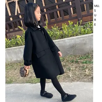 Шерстяное пальто для девочек Куртка Хлопчатобумажная верхняя одежда Пальто 2023 Роскошная теплая утепленная бархатная зимняя одежда для подростков P32