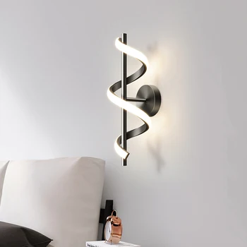 Минималистичный светодиодный настенный светильник Nordic Прикроватное бра для спальни Черное Белое Золото Декоративное освещение Гостиная Коридор Внутренние светильники