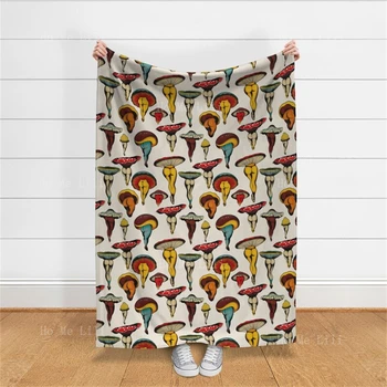 Сексуальное Винтажное Красочное Фланелевое одеяло с крупным рисунком в виде гриба, ложки и цветка