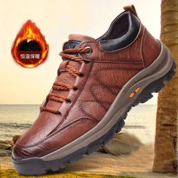 2023 Новая осенне-зимняя повседневная обувь из хлопка, мужские кроссовки для альпинизма, Хлопчатобумажная обувь, толстая теплая мужская обувь