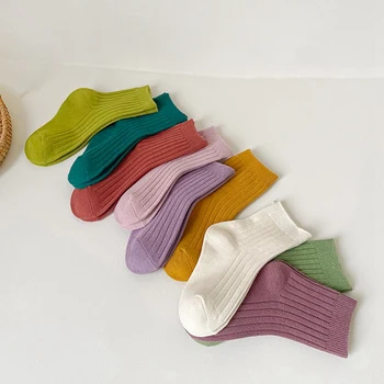 Детские носки Осень-зима, однотонные детские носки в полоску с двойной иглой, теплые носки для мальчиков и девочек, комфортные чулки