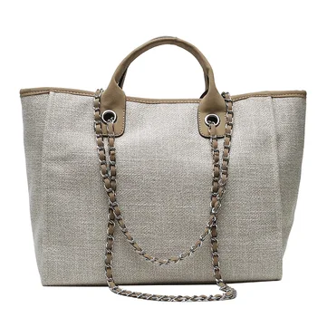 Женская сумка-тоут, модная холщовая сумка большой емкости, сумки на цепочках, сумки через плечо, женская сумка для отдыха, портативная сумка-мессенджер, хозяйственная сумка
