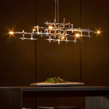 Роскошный ресторан люстра ретро промышленные светильники нержавеющей стали креативная гостиная бар декор светодиодные подвесные светильники