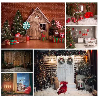 Фон для фотосъемки Рождественская елка, гирлянды, декор, Виниловые фоны для вечеринки, детский семейный фотофон, реквизит для фотосъемки