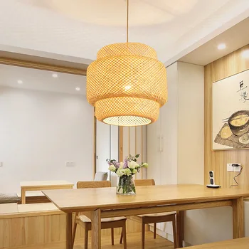 Подвесной светильник в китайском стиле, бамбуковые подвесные светильники ручной работы для столовой, декора гостиной, ресторана, лофта, светильника Hanglamp