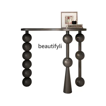 Геометрическая консоль из ясеня, консольные столики из массива дерева во французском стиле, приставной столик для прихожей, дизайнерский стол у стены.