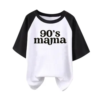 Повседневный реглан с минималистичным рисунком Mama 90-х, короткие рукава для мужчин и женщин, футболки для фитнеса большого размера