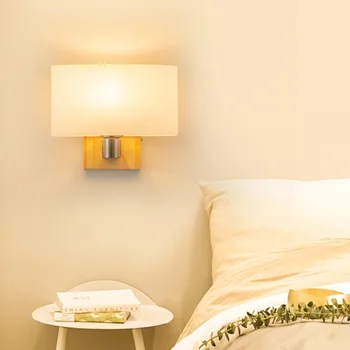 Прикроватный бра в скандинавском стиле для спальни, современная креативная светодиодная гостиная, коридор, лестница, балкон, стеклянная лампа из массива дерева, внутренний настенный светильник