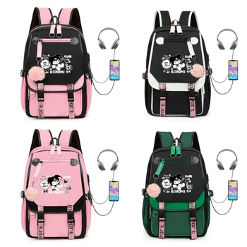Мультфильм Sanrio Kuromi Kawaii Корейская версия Повседневного легкого рюкзака большой емкости для учащихся начальной и средней школы