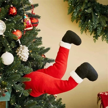 Ножки Санта-Клауса Игривое украшение на елку Праздничное украшение на ножки для рождественских праздников Подвесные украшения для Рождественской елки