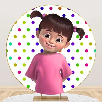 Круглая фоновая обложка Disney Little Girl Boo для украшения вечеринки по случаю Дня рождения девочек Monsters Inc. Ткань для фотосъемки по кругу