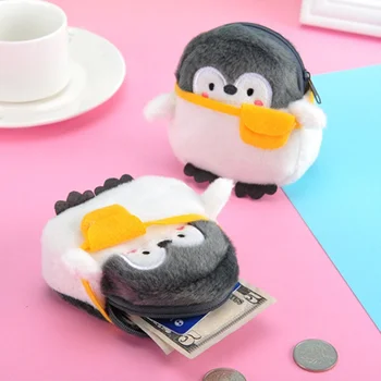 Сумка через плечо Little Penguin Kawaii Плюшевый кошелек с пингвином, мягкий плюшевый кошелек с пингвином для девочек, подарки влюбленным на день Святого Валентина, Маленькая