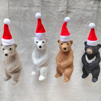 Имитация Белого медведя, плюшевый Орнамент в виде животных, украшения для Рождественской елки, Подвесные Рождественские подарки для дома, принадлежности для декора новогодней вечеринки