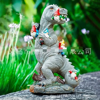 15-сантиметровый Карликовый садовый динозавр, поедающий смолу, Статуя динозавра, поедающего карлика, Украшение садового искусства, игрушка на открытом воздухе, подарок
