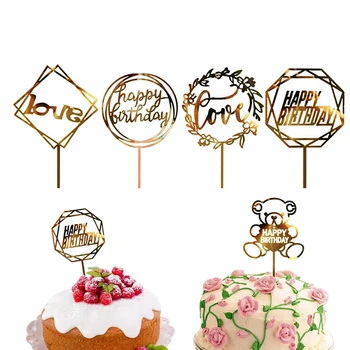 Набор из 10 высококачественных прочных акриловых рукописных Поздравлений с Днем рождения, украшения торта, Десертной вечеринки, красивых декоративных подарков
