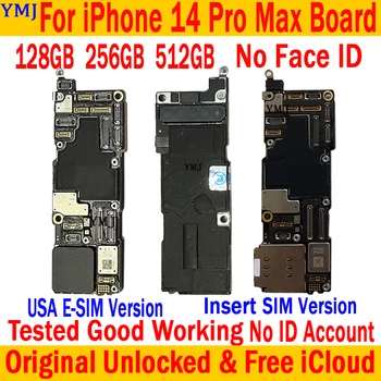 Оригинал Для iPhone 14 Pro Max Материнская плата 128G 256 Без Логической платы Face ID Поддержка Обновления IOS Вставка SIM-карты/US E-SIM MainBoard