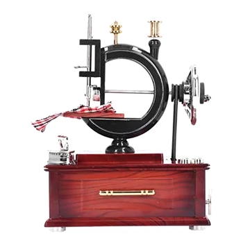 Музыкальная шкатулка в форме швейной машинки, винтажный мини-ретро-швейный часовой механизм, музыкальная шкатулка для украшения рабочего стола Проста в использовании