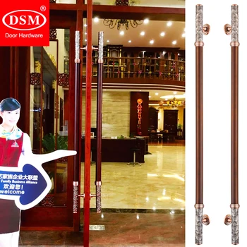 Высококачественная ручка входной двери из красной бронзы, длинные ручки из цельного дерева, большие выдвижные ручки для пятизвездочного ресторана или высококлассной виллы PA-763