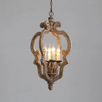 Люстра для гостиной, винтажная деревянная подвесная лампа с 4 лампами, кухонные люстры, декоративные в столовой, главной спальне