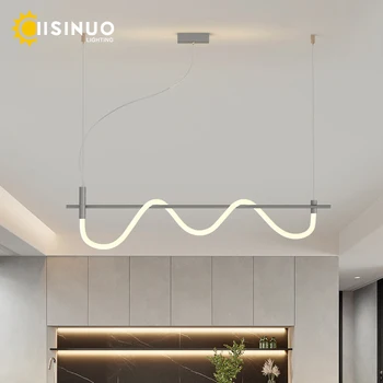 Минималистичное подвесное освещение LED серого цвета, Подвесная регулируемая линейная люстра 110v 240v для кухни, спальни, столовой, гостиной