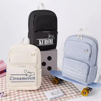 Sanrio Школьный Рюкзак Kawaii Cinnamoroll Большой Емкости Студенческий Рюкзак Молодежный С Несколькими Карманами Водонепроницаемый Повседневный Рюкзак Для Ноутбука