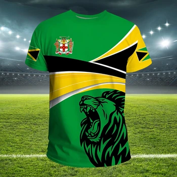Футболка с 3D флагом Ямайки, Футбольная майка, Футболки с национальной эмблемой, Одежда футбольной команды, Женские футболки больших размеров, топы