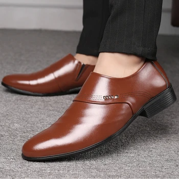 Деловая Кожаная Обувь для Мужчин, Повседневные Однотонные Сетчатые Дышащие Оксфорды С Острым Носком, Офисная Рабочая Обувь Zapatos Cuero Hombre