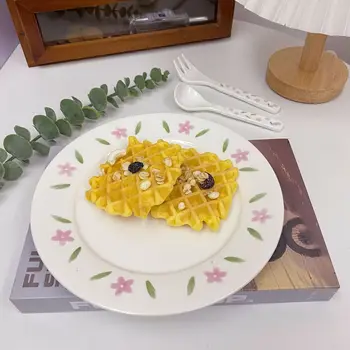 Корейская керамическая Десертная тарелка с цветочным рисунком, Обеденная тарелка, поднос для кофейной кружки, хлеба, салата, посуды, кухонных столовых приборов
