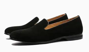 Новая повседневная обувь из замши, мужская обувь, лоферы без застежки, высококачественная мужская обувь Goodyear черного цвета