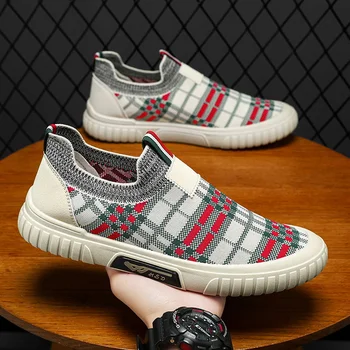 Мужские кроссовки 2023 года, Дышащая спортивная обувь из весенней сетки, Модная повседневная мужская обувь на танкетке и платформе, Дышащая Вулканизированная обувь