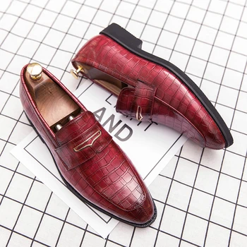 2022 Классические деловые туфли на плоской подошве с крокодиловым узором, мужские дизайнерские вечерние кожаные туфли, мужские лоферы, обувь для свадебной вечеринки